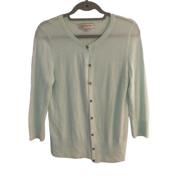 Jones New York Mary Jane Mint Green 3/4 Sleeve button up  Cardigan - Picture 1 of 12